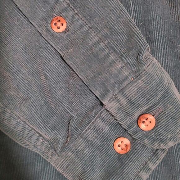 Green Corduroy Vintage Land's End Retro Button Shirt-Size 14 - Picture 5 of 5